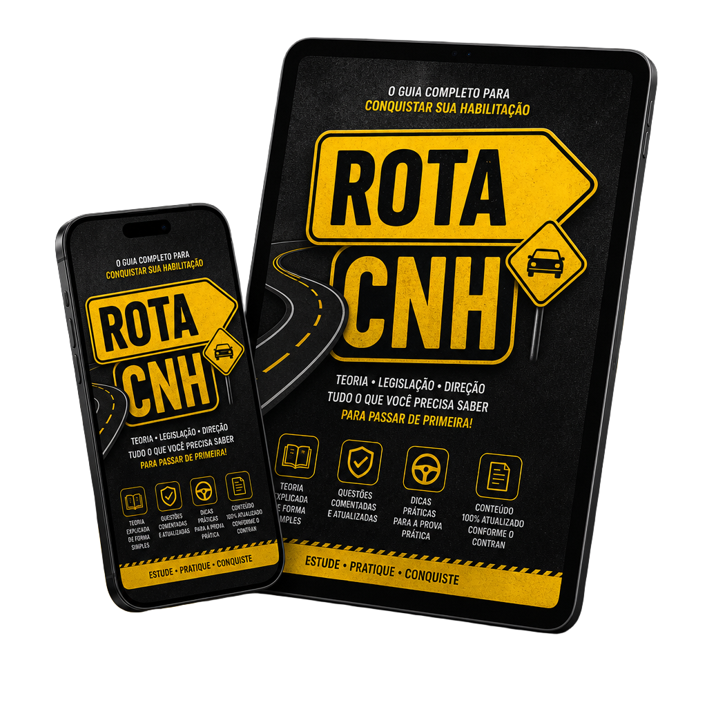 Material digital ROTA CNH exibido em celular e tablet